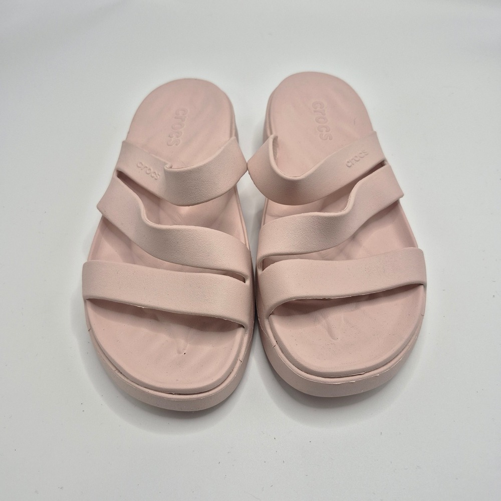 Crocs Brooklyn Low Wedge Sandals Pink Multi Strap Slide 209587 Womens 6